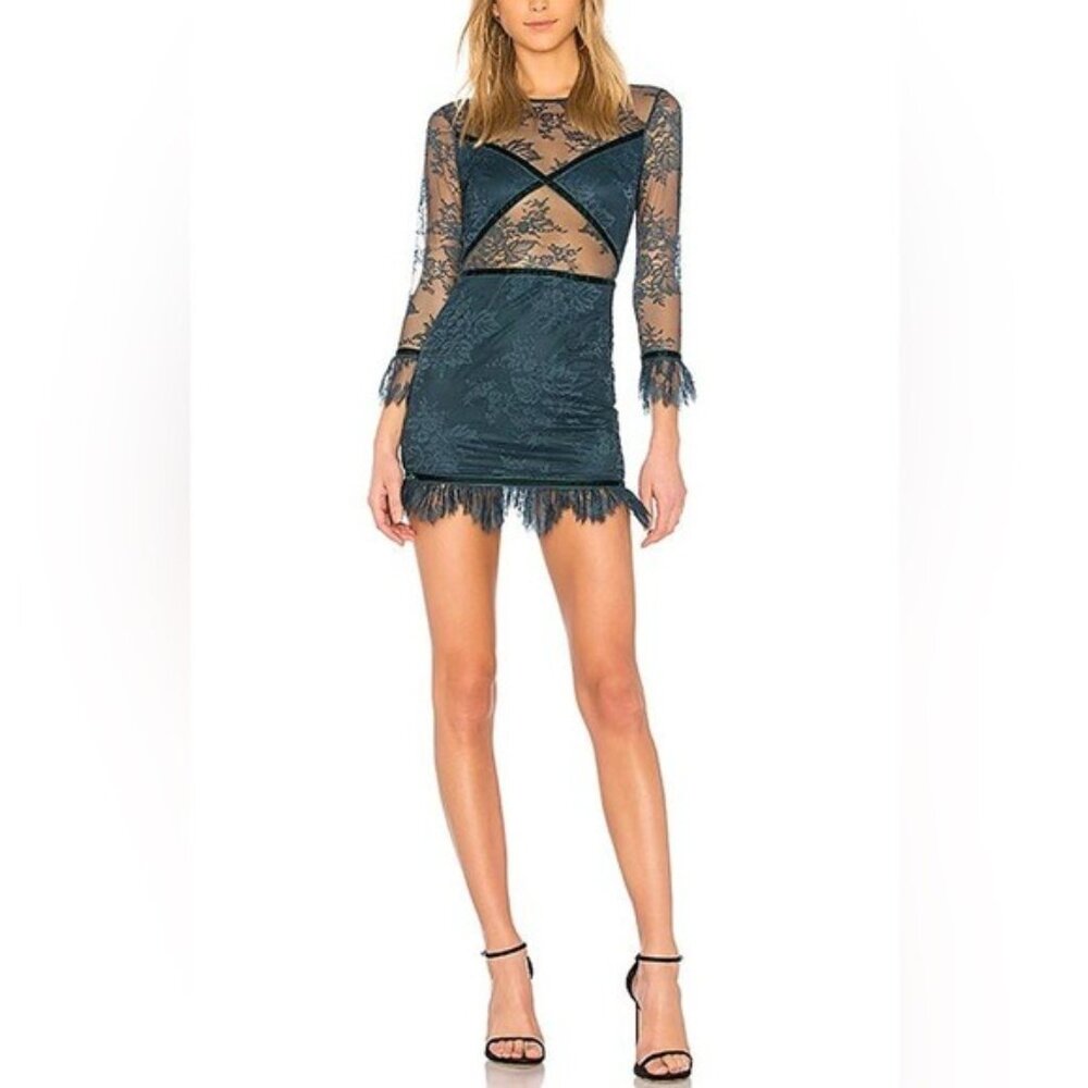 Lovers +Friends Shimmer Cutout Lace Mini Dress Holiday New Years XS